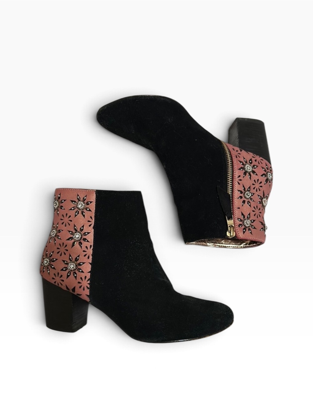 Anthropologie Suede Beaded Floral Booties size 11